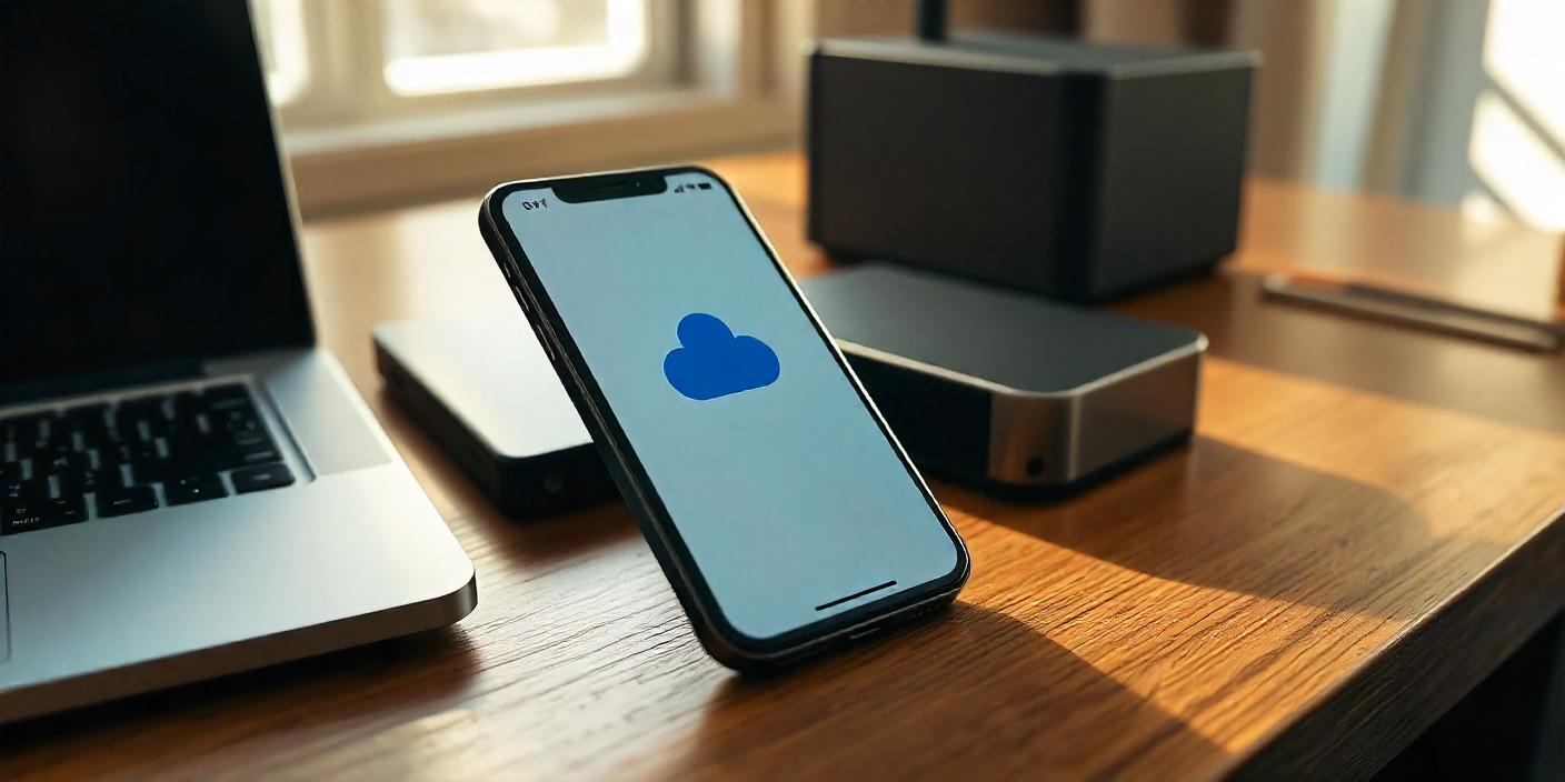 iphone with cloud logo to symbolize backup